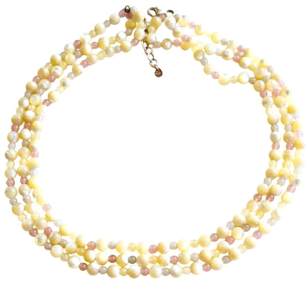 Mother of pearl multi strand GSJ Necklace Beads Sterling Silver 925 Collar 18"